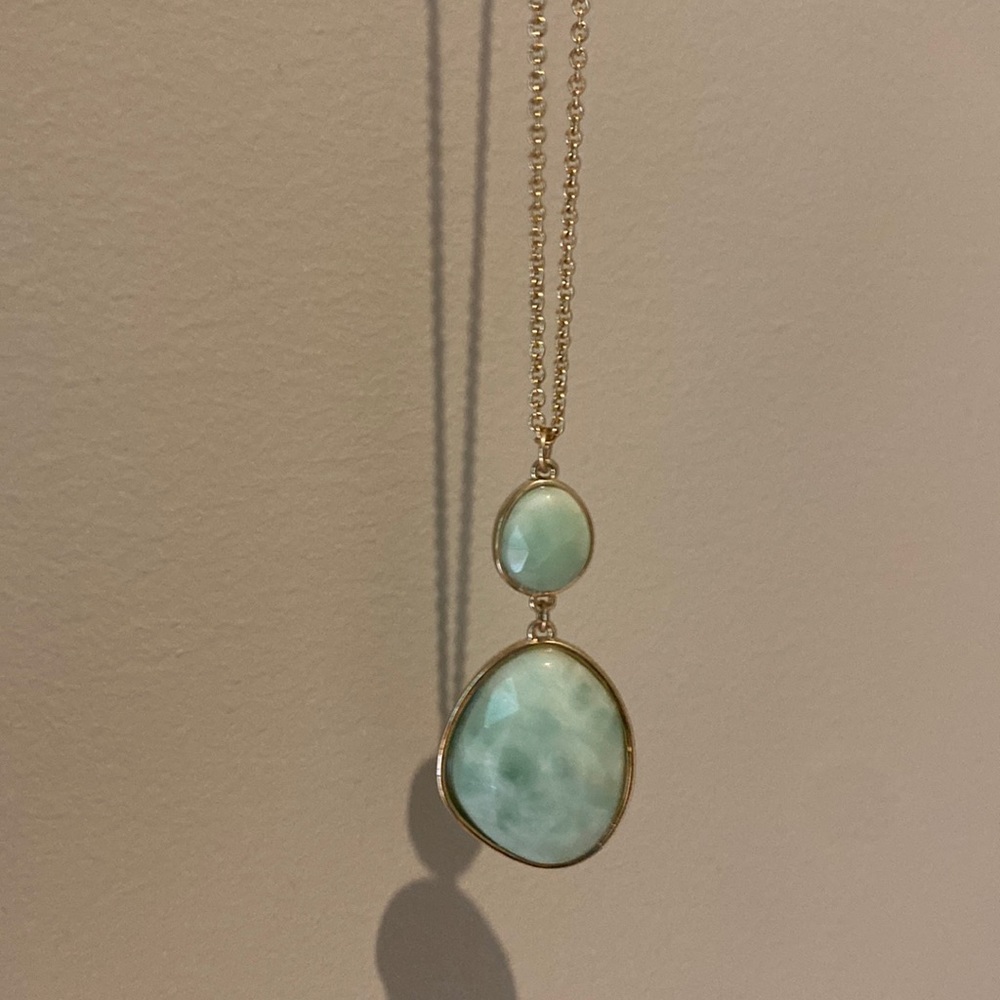 Fashion necklace with faux stone pendant. Turquoise color. Talbots brand.